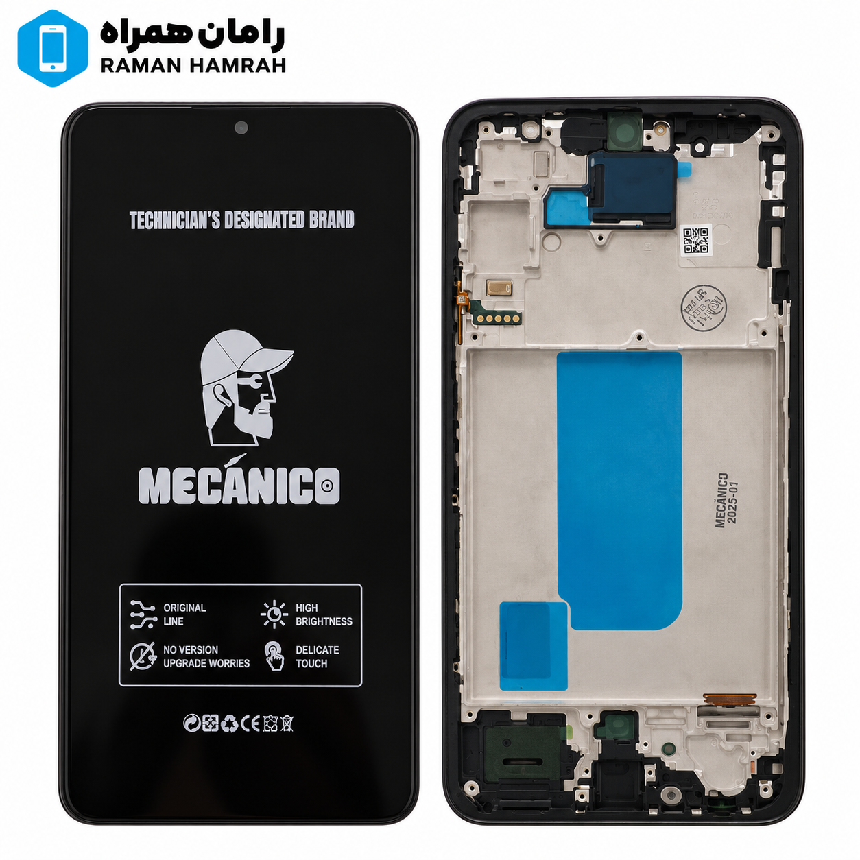 تاچ و ال سی دی سامسونگ Galaxy A34 5G A346 با فریم برند مکانیکو Mecanico T2O