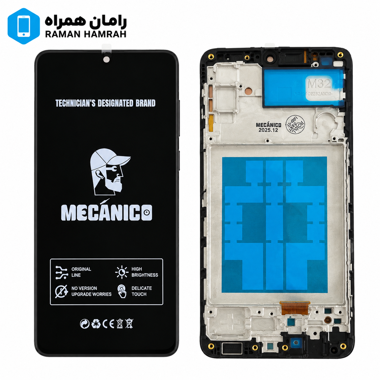 تاچ و ال سی دی سامسونگ Galaxy M32 M325 با فریم برند مکانیکو Mecanico T2O